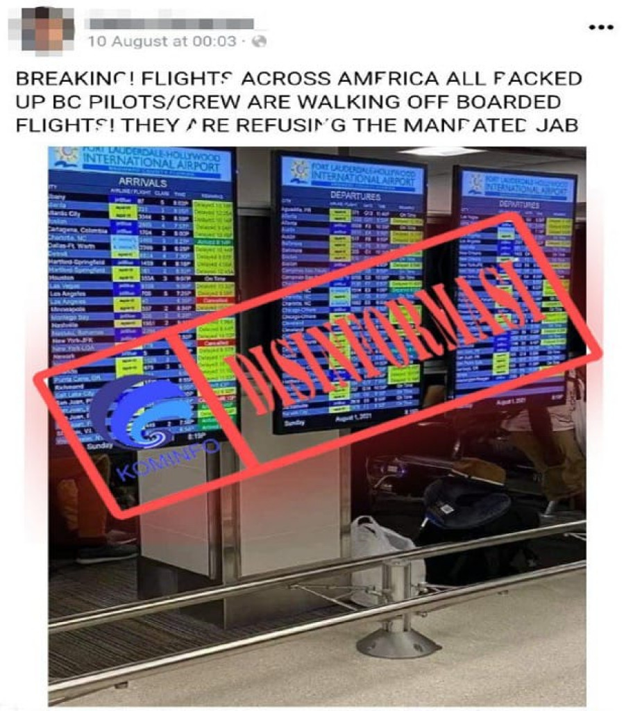 [DISINFORMASI] Penerbangan di AS Ditutup karena Kru dan Pilot Menolak Vaksin